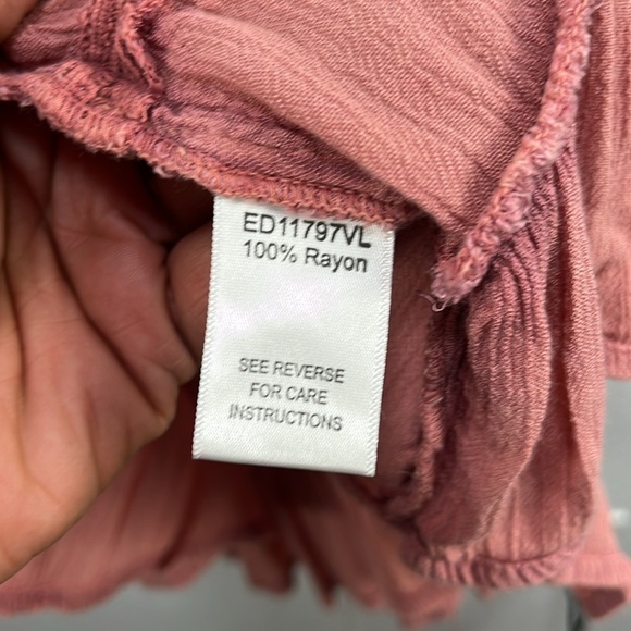 Altar'd State Women’s Dusty Rose Knit Mini dress Sleeveless Ruffle Hem Sz M Boho - Picture 5 of 10